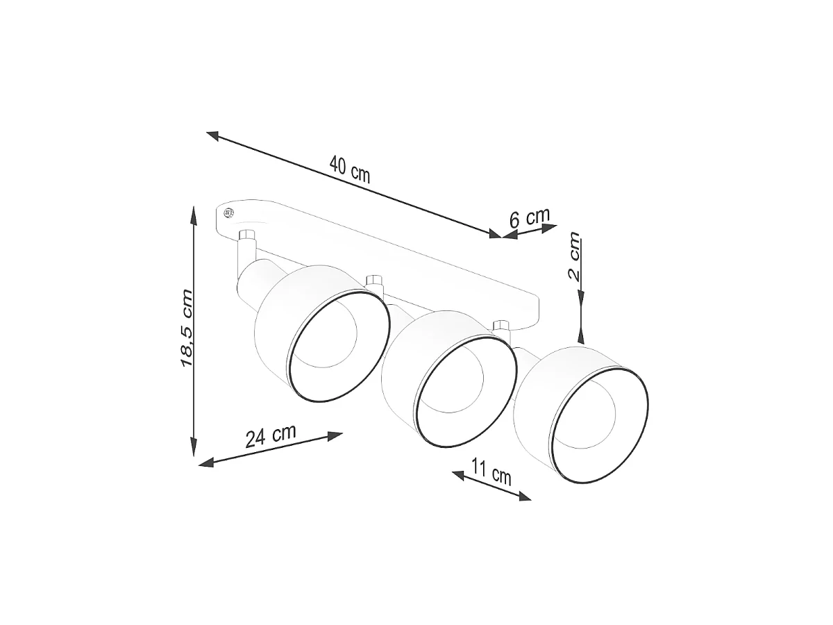 Lampade da soffitto Zenda soppalco di acciaio - 3 sorgenti luminose 3000K - L.59 x A.18,5 cm - bianco