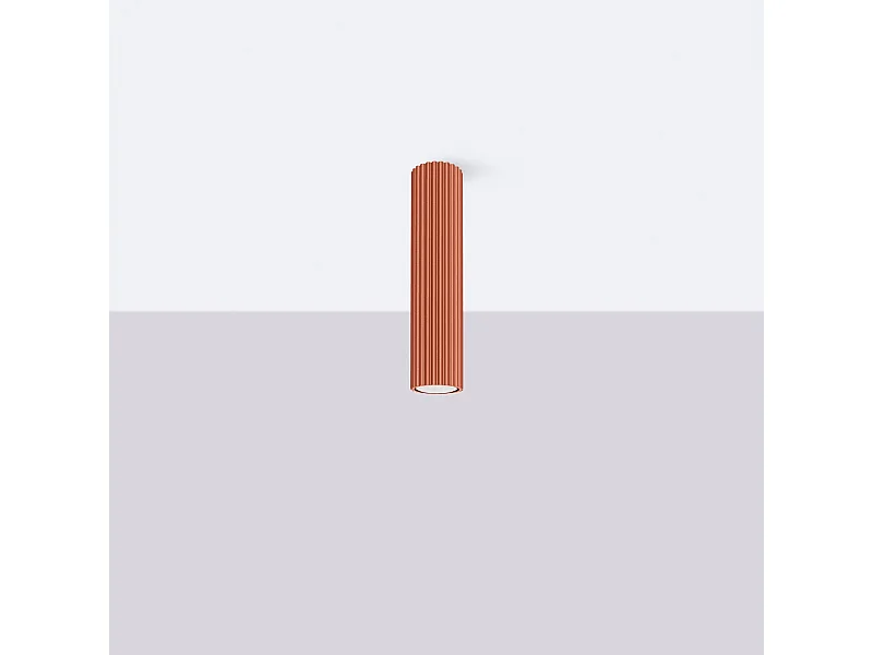 Plafonnier Gloow minimaliste en aluminium - 1 sources lumineuses 4000K - L.6,5 x H.30 cm - ocre rouge