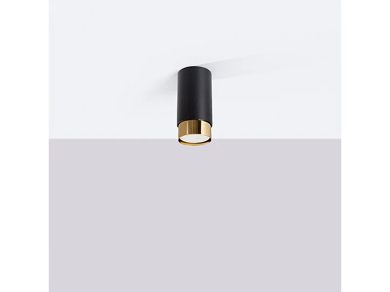 Plafondlamp Alvor modern van  - 1 lichtbronnen 4000K - L.6 x H.12,5 cm - zwart/goud