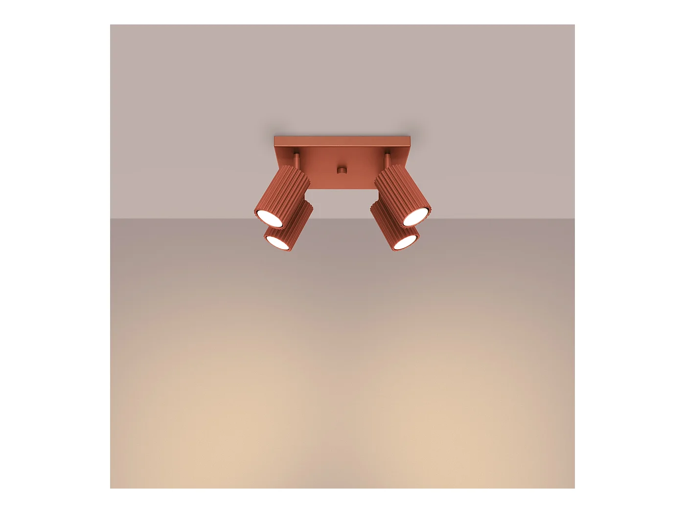 Plafondlamp Gloow minimalistisch van  - 4 lichtbronnen 4000K - L.25 x H.16,5 cm - rode oker