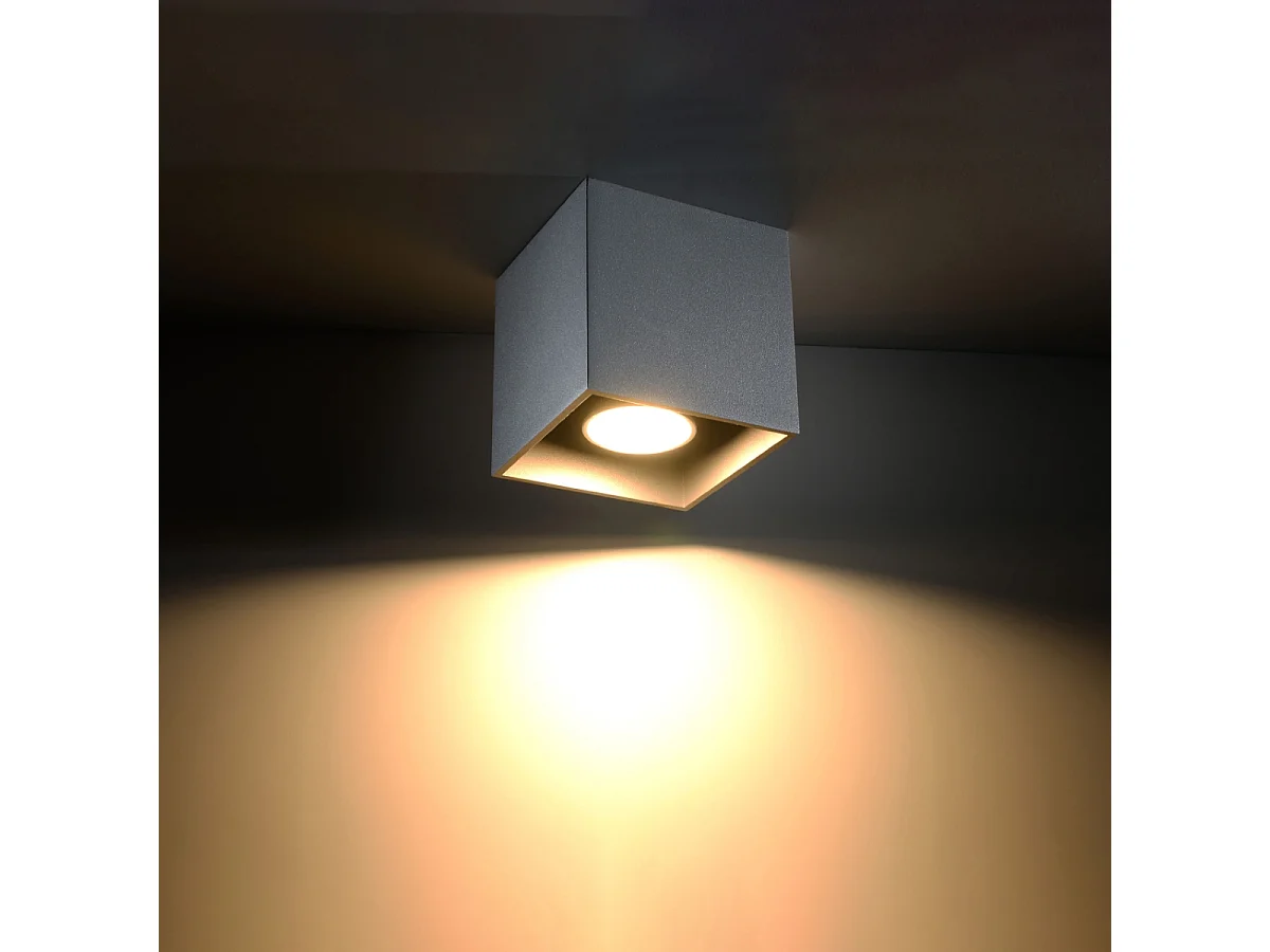 Luminárias de teto Quadx moderno, alumínio - 1 fontes de luz 4000K - L.10 x H.10 cm - cinza