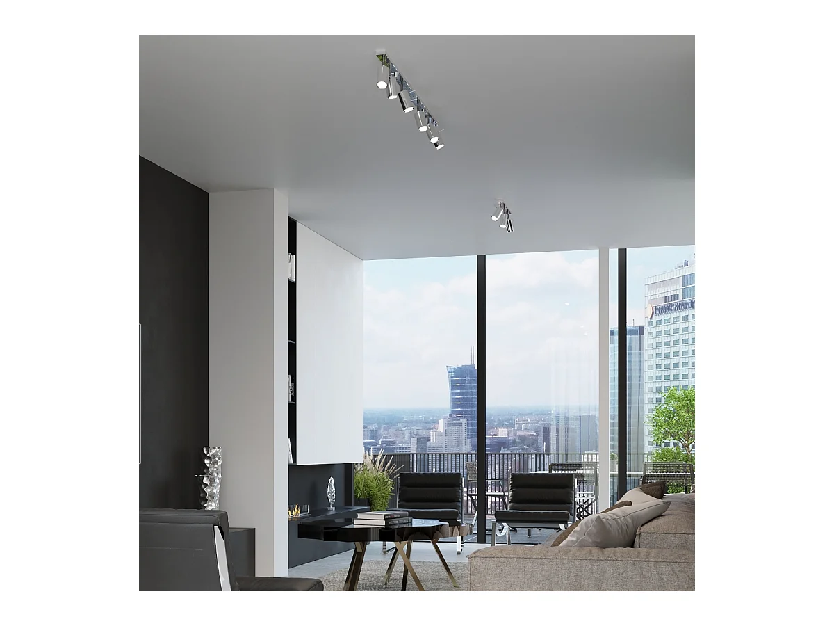 Plafonniers Briix moderne en acier - 4 sources lumineuses 4000K - L.80 x H.16 cm - chrome