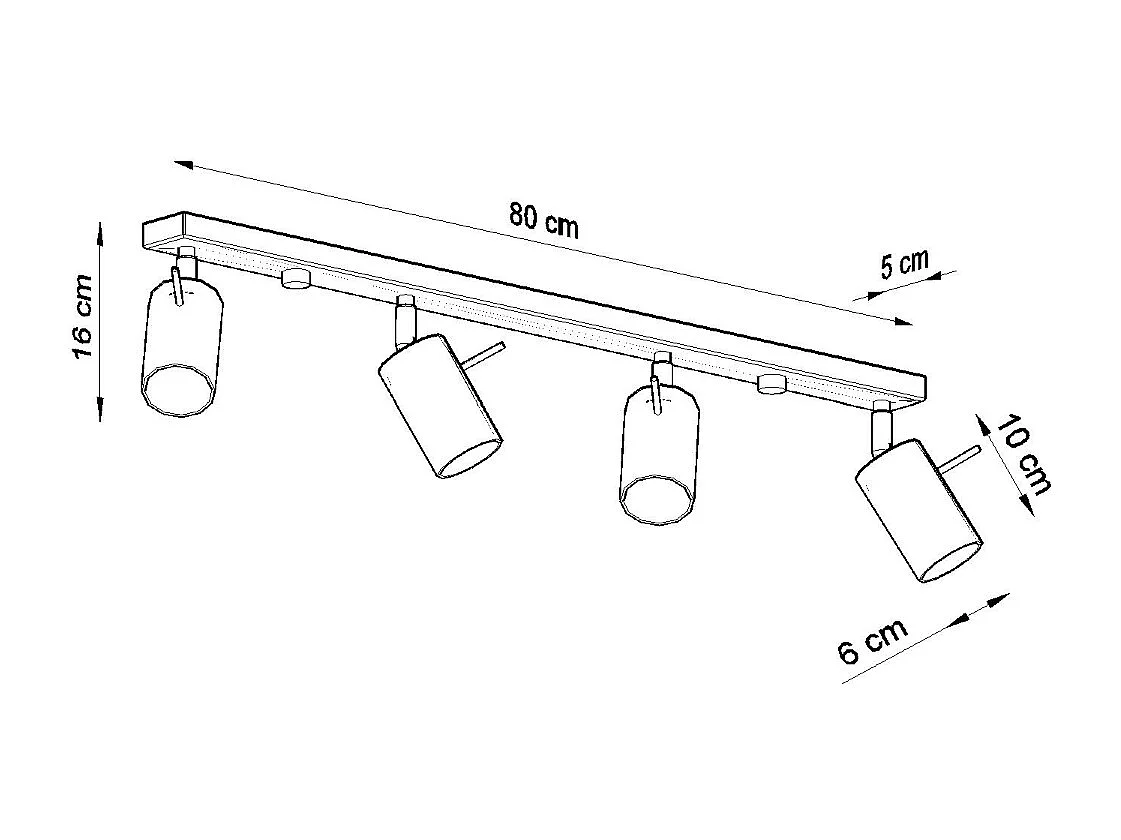 Plafondlampen Briix modern van  - 4 lichtbronnen 4000K - L.80 x H.16 cm - chroom