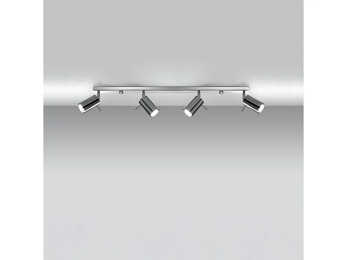 Luminárias de teto Briix moderno, aço - 4 fontes de luz 4000K - L.80 x H.16 cm - cromada
