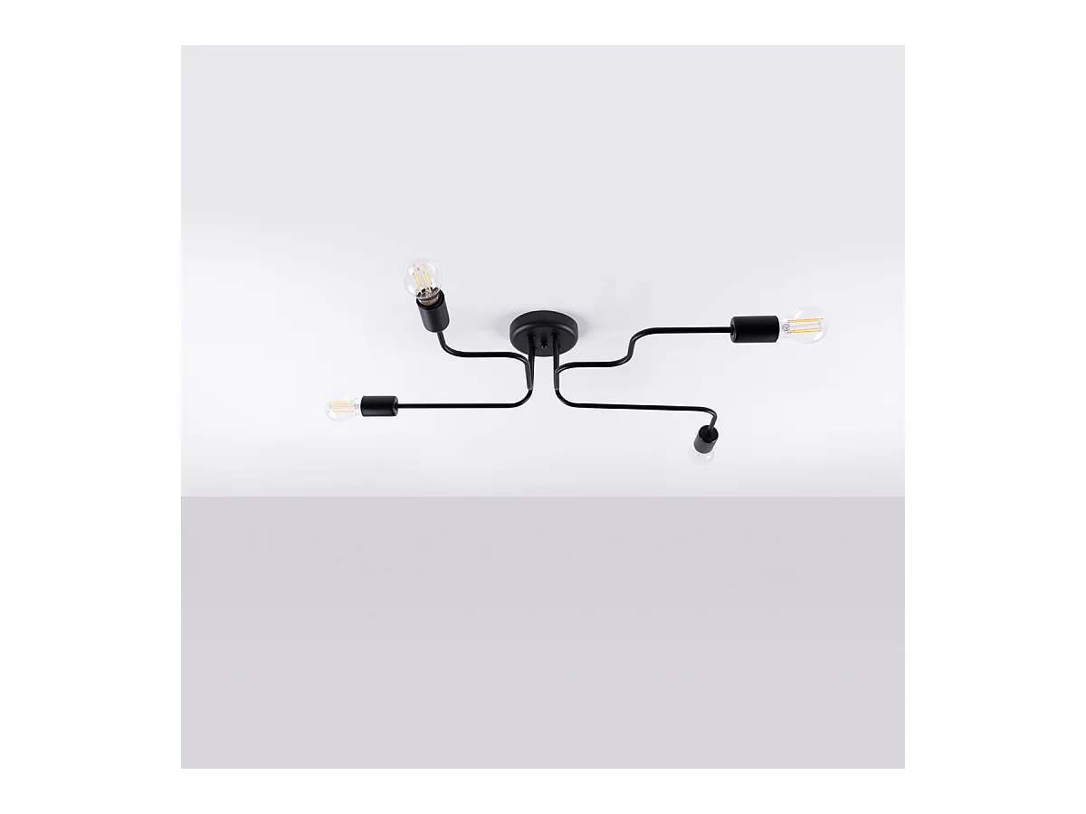 Plafondlampen Infinix industrieel van  - 4 lichtbronnen 3000K - L.78 x H.15,5 cm - zwart