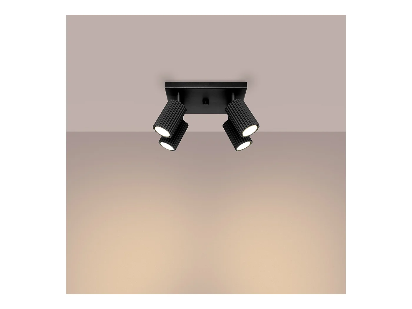 Plafondlamp Gloow minimalistisch van  - 4 lichtbronnen 4000K - L.25 x H.16,5 cm - zwart