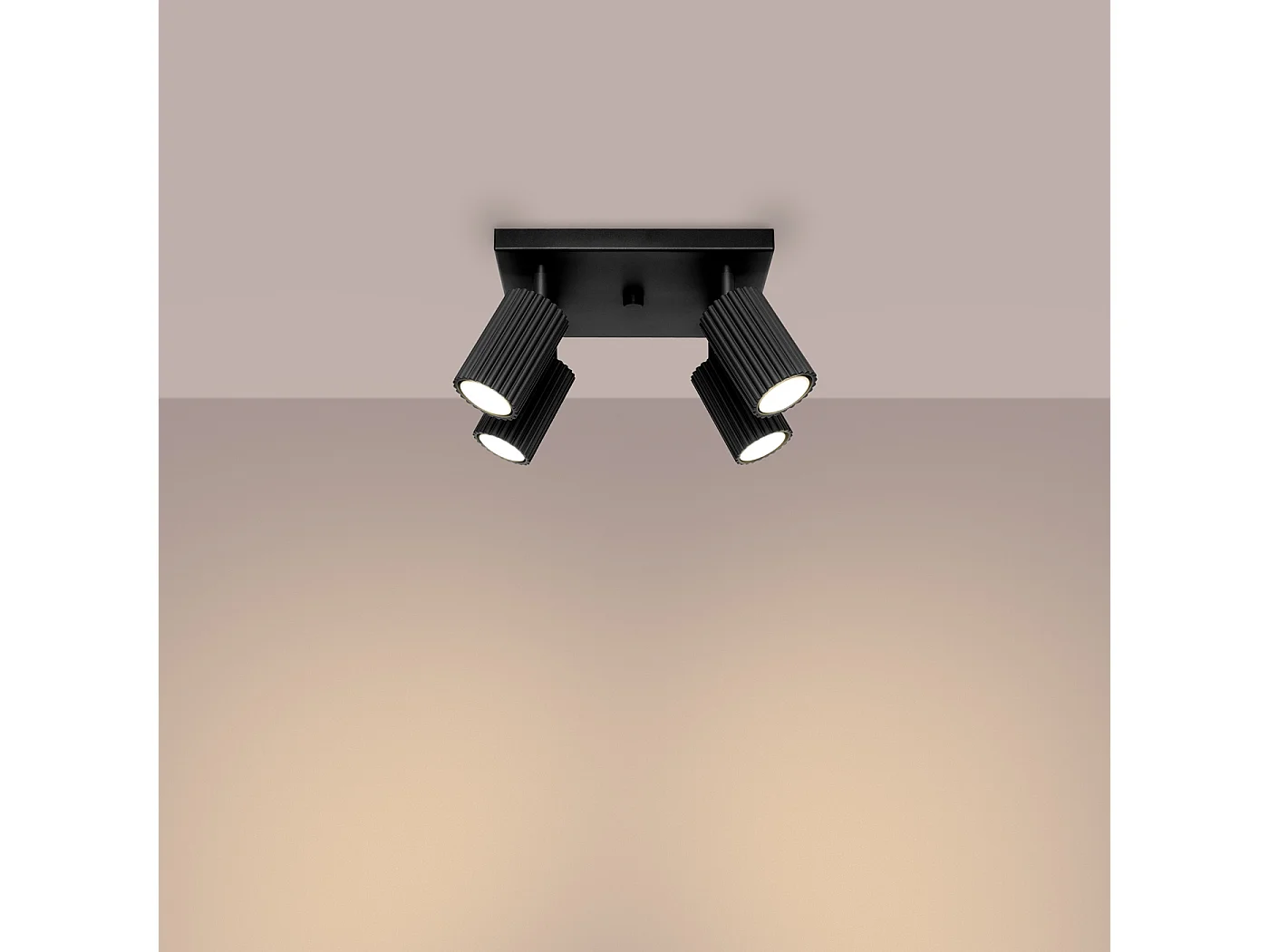 Plafonnier Gloow minimaliste en aluminium - 4 sources lumineuses 4000K - L.25 x H.16,5 cm - noir