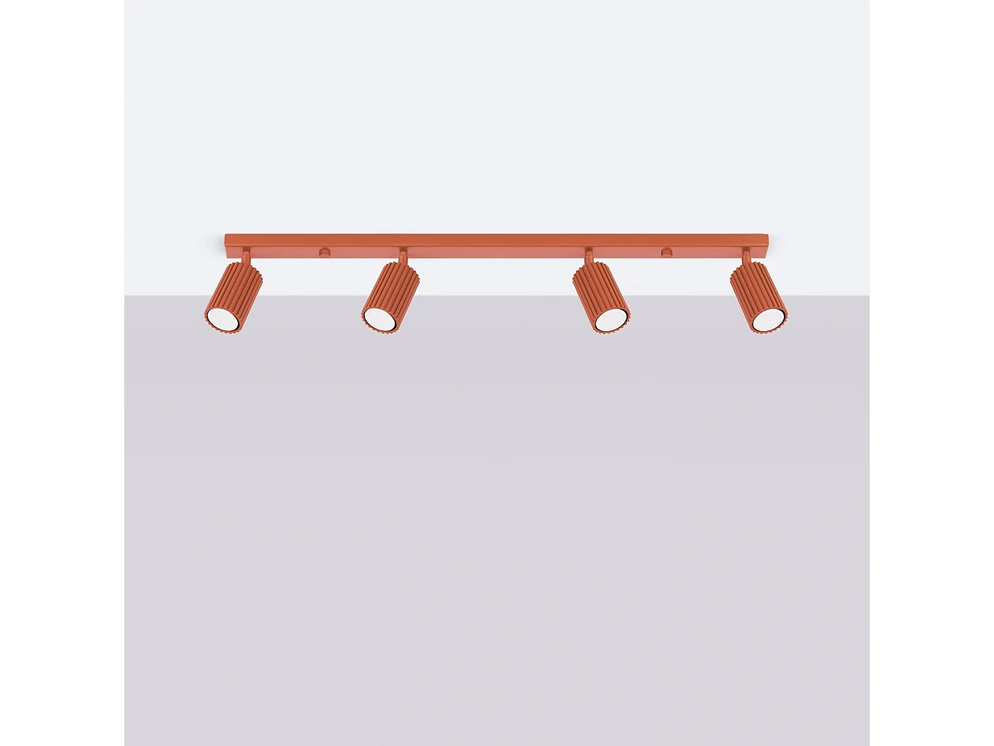 Plafonnier Gloow minimaliste en aluminium - 4 sources lumineuses 3000K - L.81 x H.16,5 cm - ocre rouge