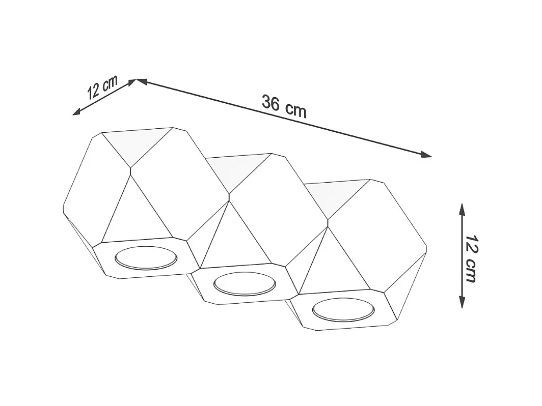 Lampade da soffitto Timberix scandinavo di legna - 3 sorgenti luminose 3000K - L.36 x A.12 cm - legno naturale