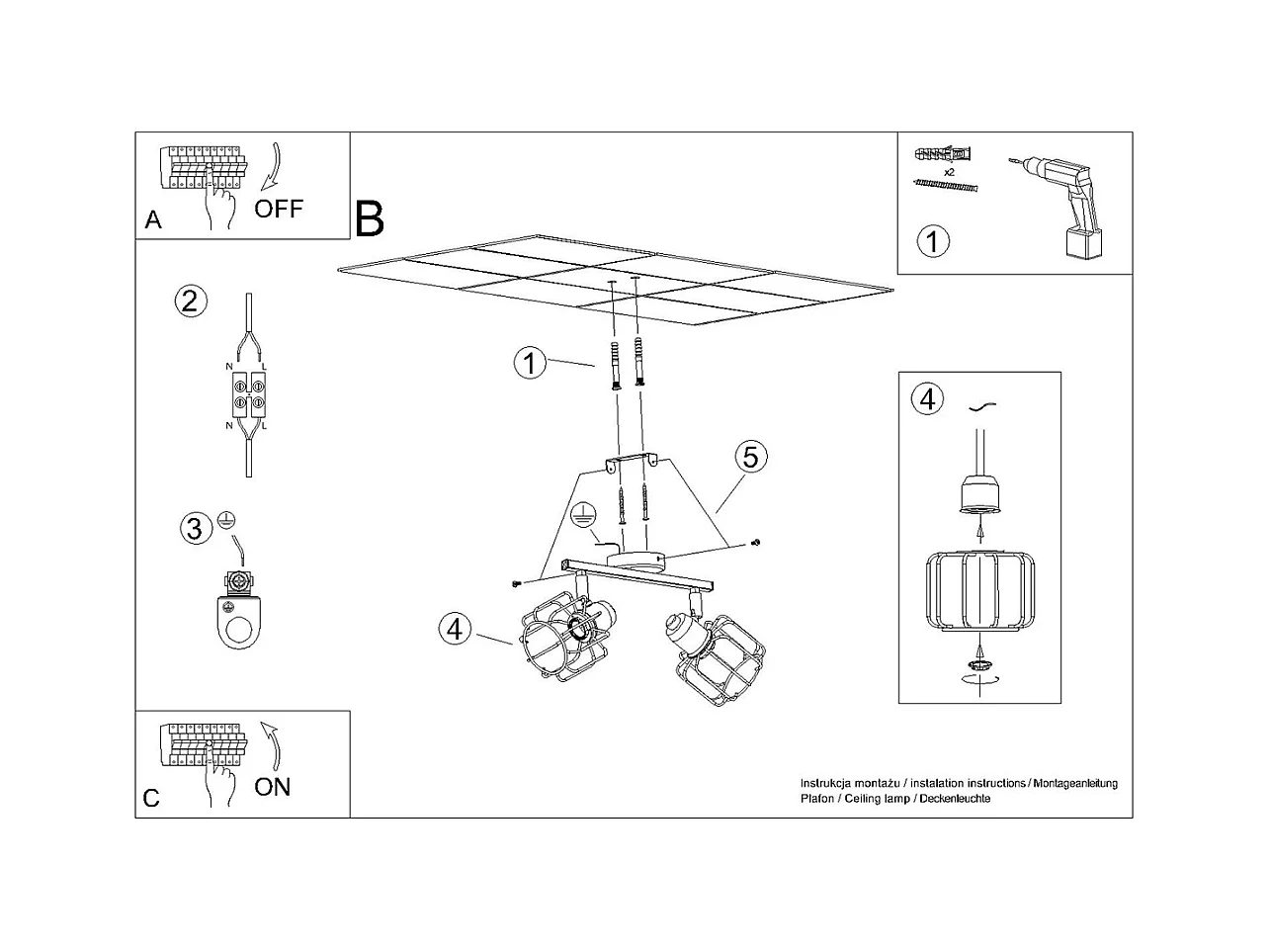 Plafondlampen Celubi modern van  - 2 lichtbronnen 4000K - L.27 x H.19 cm - wit