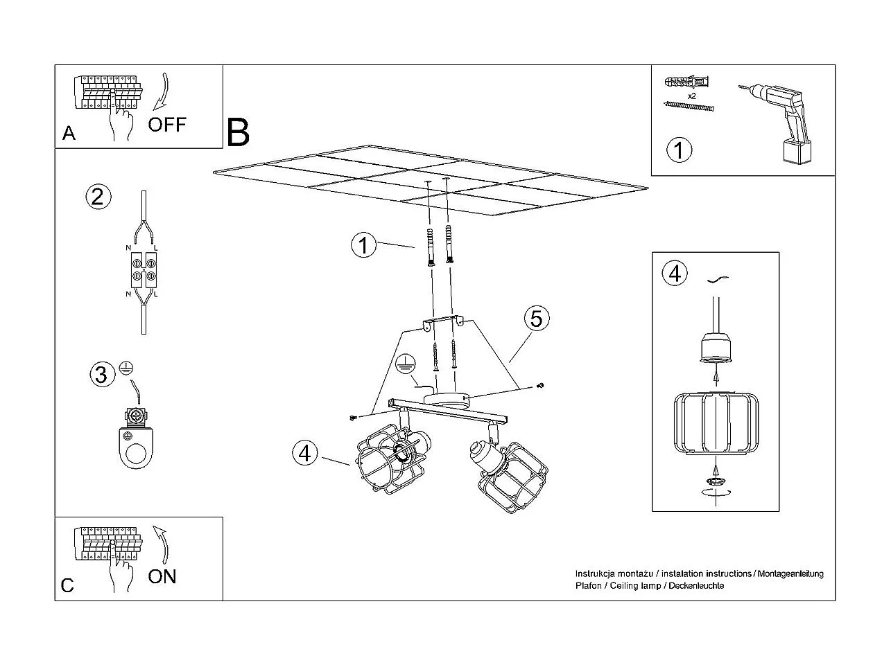 Plafondlampen Celubi modern van  - 2 lichtbronnen 4000K - L.27 x H.19 cm - wit