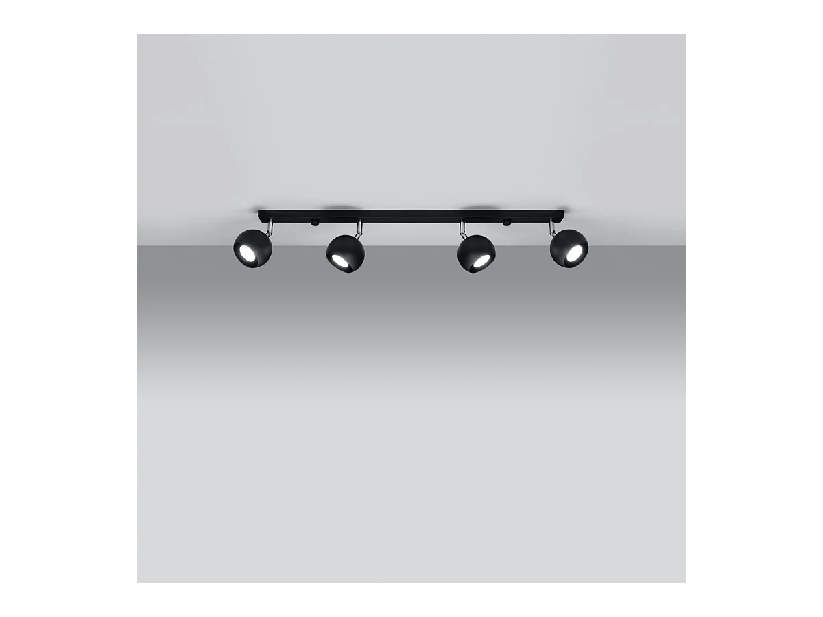 Plafondlampen Rayis modern van  - 4 lichtbronnen 4000K - L.80 x H.16 cm - zwart