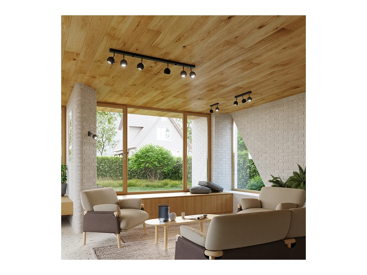 Plafondlampen Rayis modern van  - 4 lichtbronnen 4000K - L.80 x H.16 cm - zwart