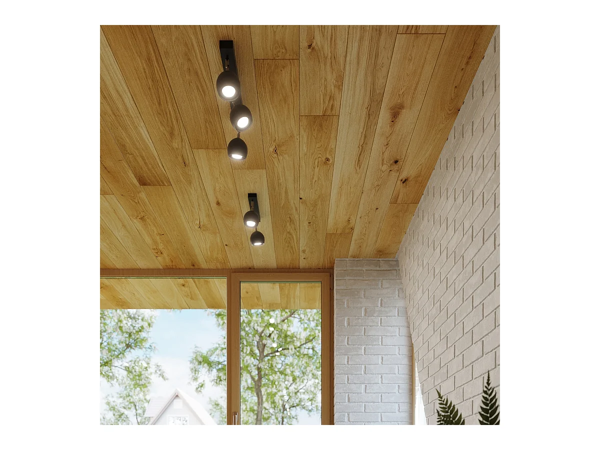 Plafondlampen Rayis modern van  - 4 lichtbronnen 4000K - L.80 x H.16 cm - zwart