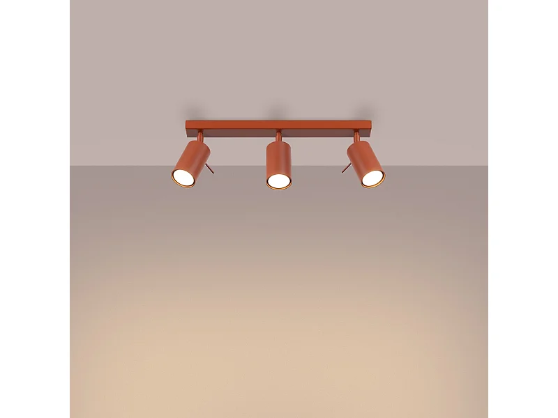 Lampa sufitowa nowoczesny Briix, stal - 3 źródło światła 3000K - L.45 x H.17 cm - ochra czerwona