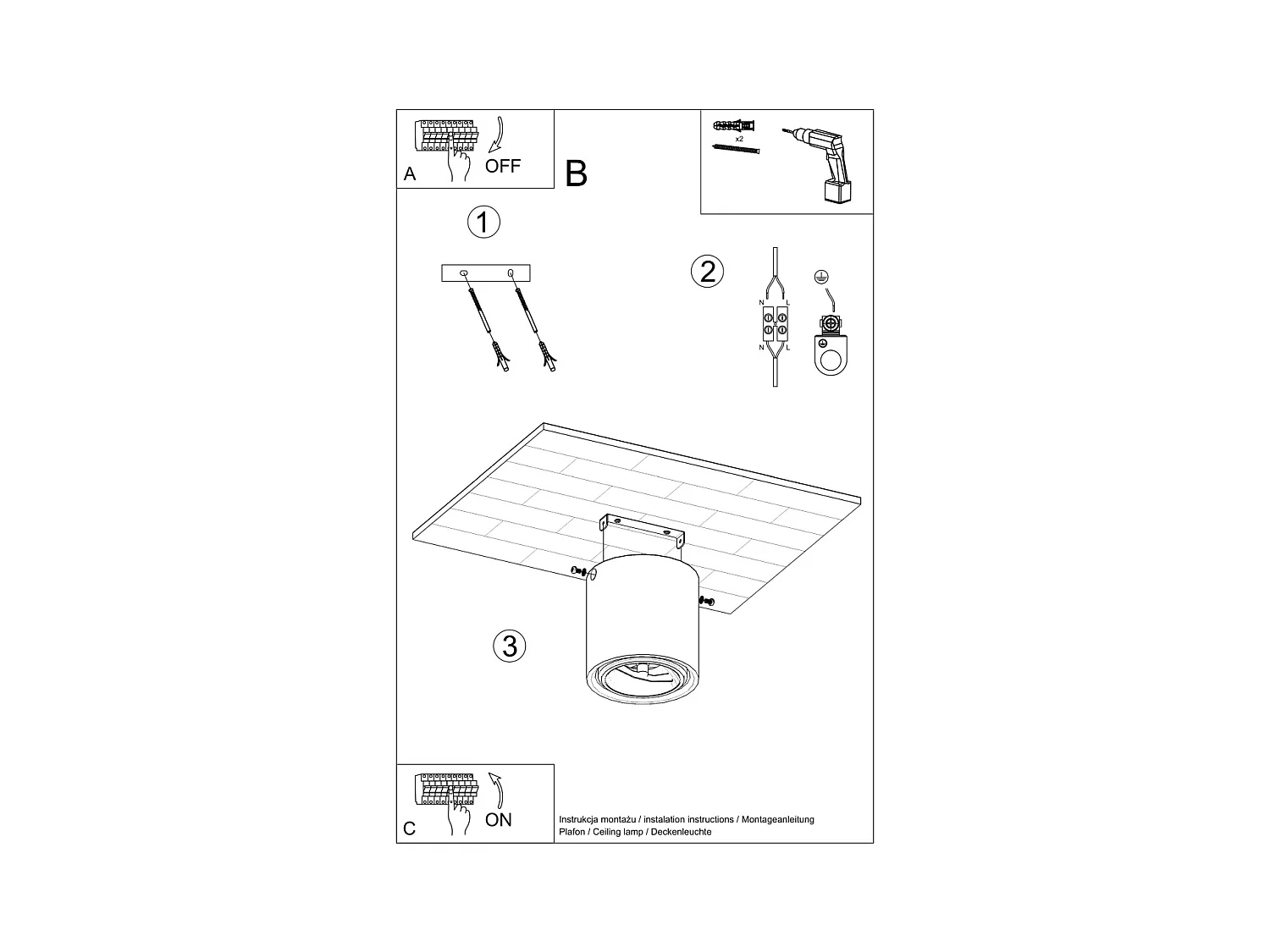 Plafonniers Zynko industriel en béton - 1 sources lumineuses 3000K - L.14 x H.14 cm - gris