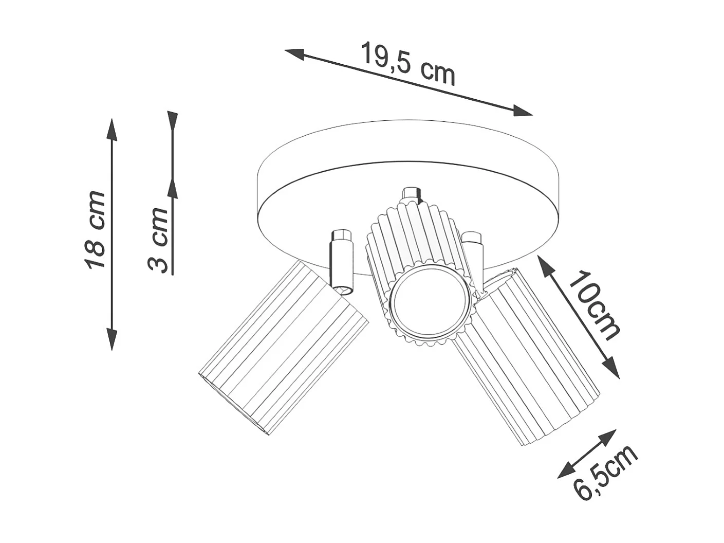 Deckenleuchte Gloow minimalistisch aus  Aluminium - 3 lichtquellen 4000K - L.19,5 x H. cm - roter Ocker