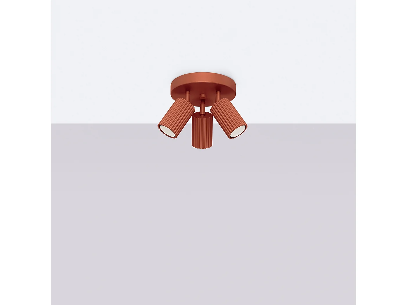 Plafonnier Gloow minimaliste en aluminium - 3 sources lumineuses 4000K - L.19,5 x H.18 cm - ocre rouge