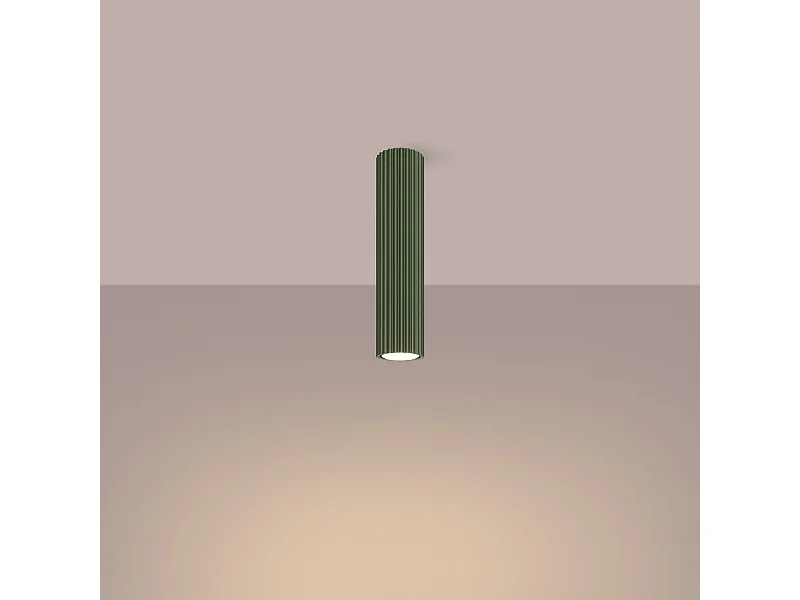 Plafondlamp Gloow minimalistisch van  - 1 lichtbronnen 3000K - L.6,5 x H.30 cm - olijfgroen