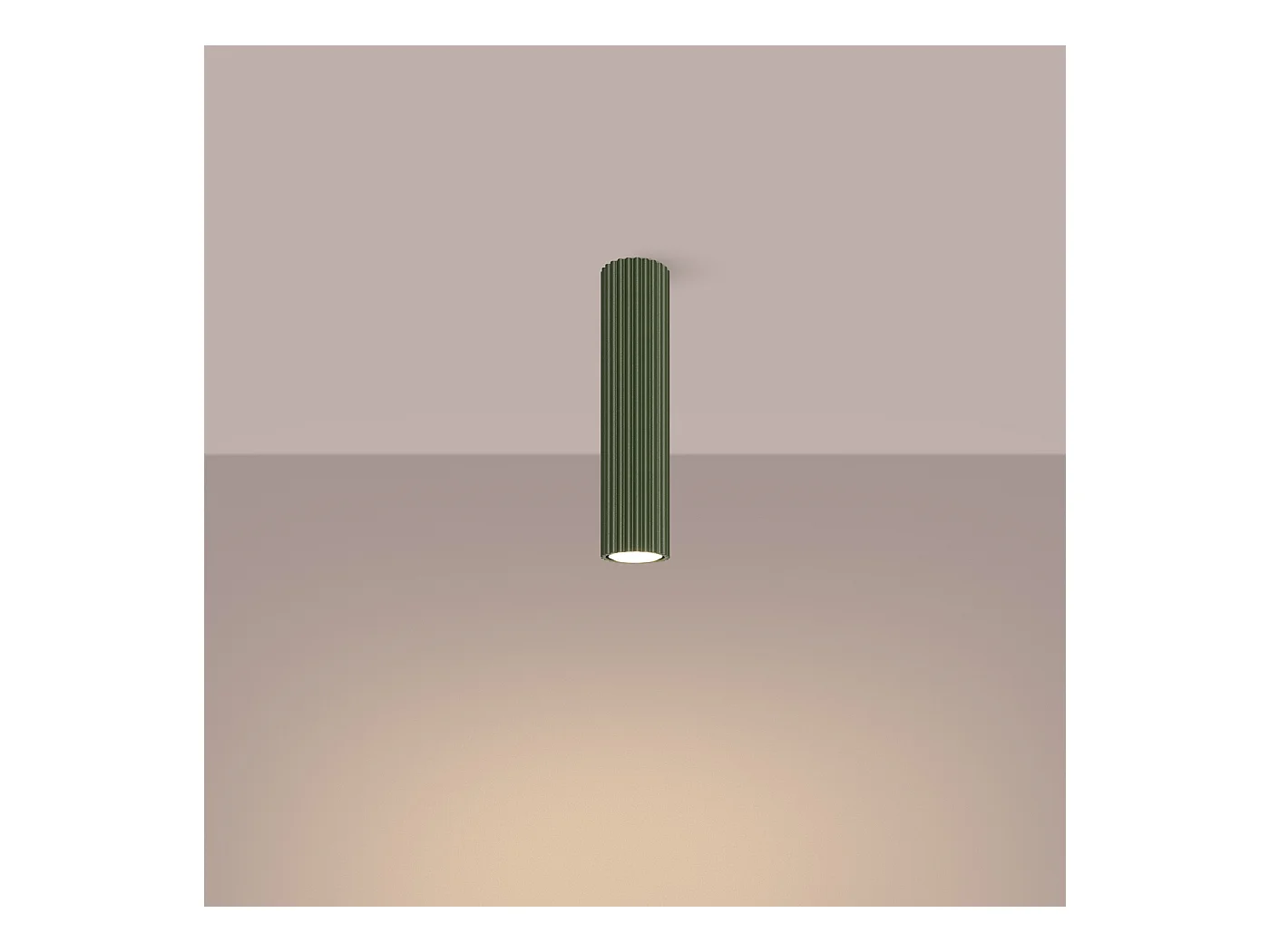 Plafondlamp Gloow minimalistisch van  - 1 lichtbronnen 3000K - L.6,5 x H.30 cm - olijfgroen