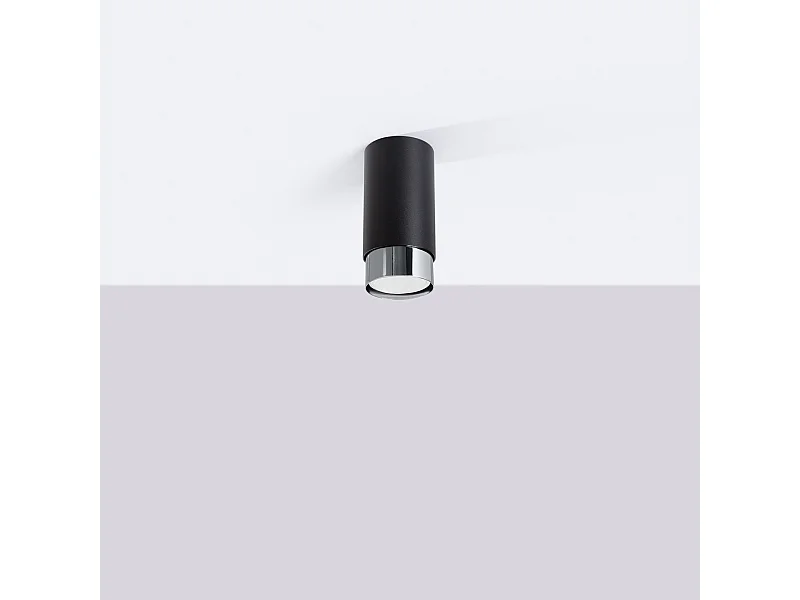 Luminária de teto Alvor moderno, aço - 1 fontes de luz 4000K - L.6 x H.12.5 cm - preto/cromo