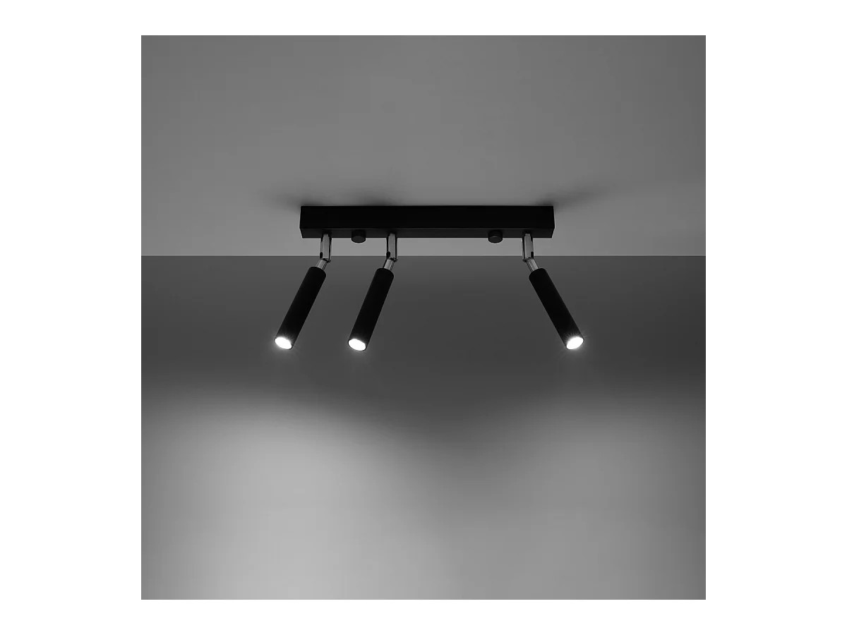 Plafondlampen Astix modern van  - 3 lichtbronnen 4000K - L.35 x H.20 cm - zwart