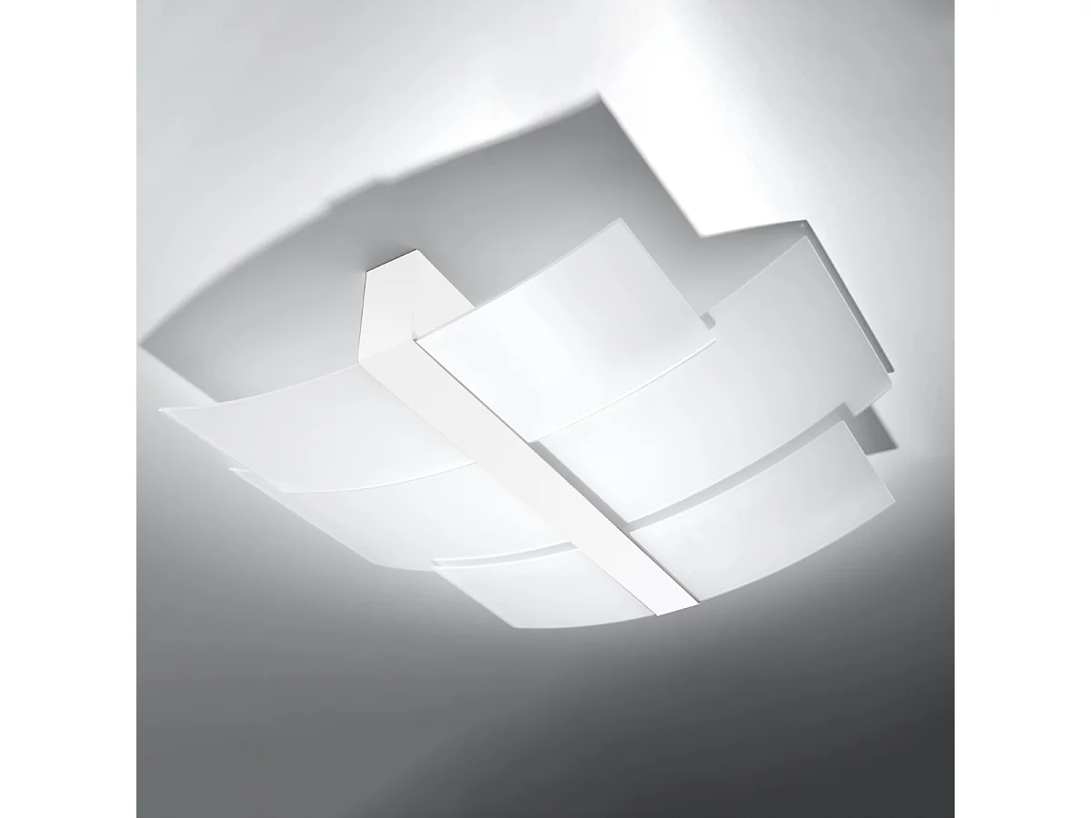 Plafonniers Zelora moderne en acier/verre - 3 sources lumineuses 4000K - L.61 x H.7 cm - blanc