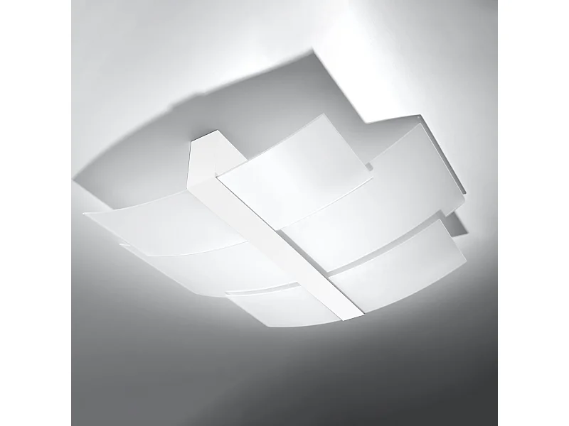 Plafonniers Zelora moderne en acier/verre - 3 sources lumineuses 4000K - L.61 x H.7 cm - blanc