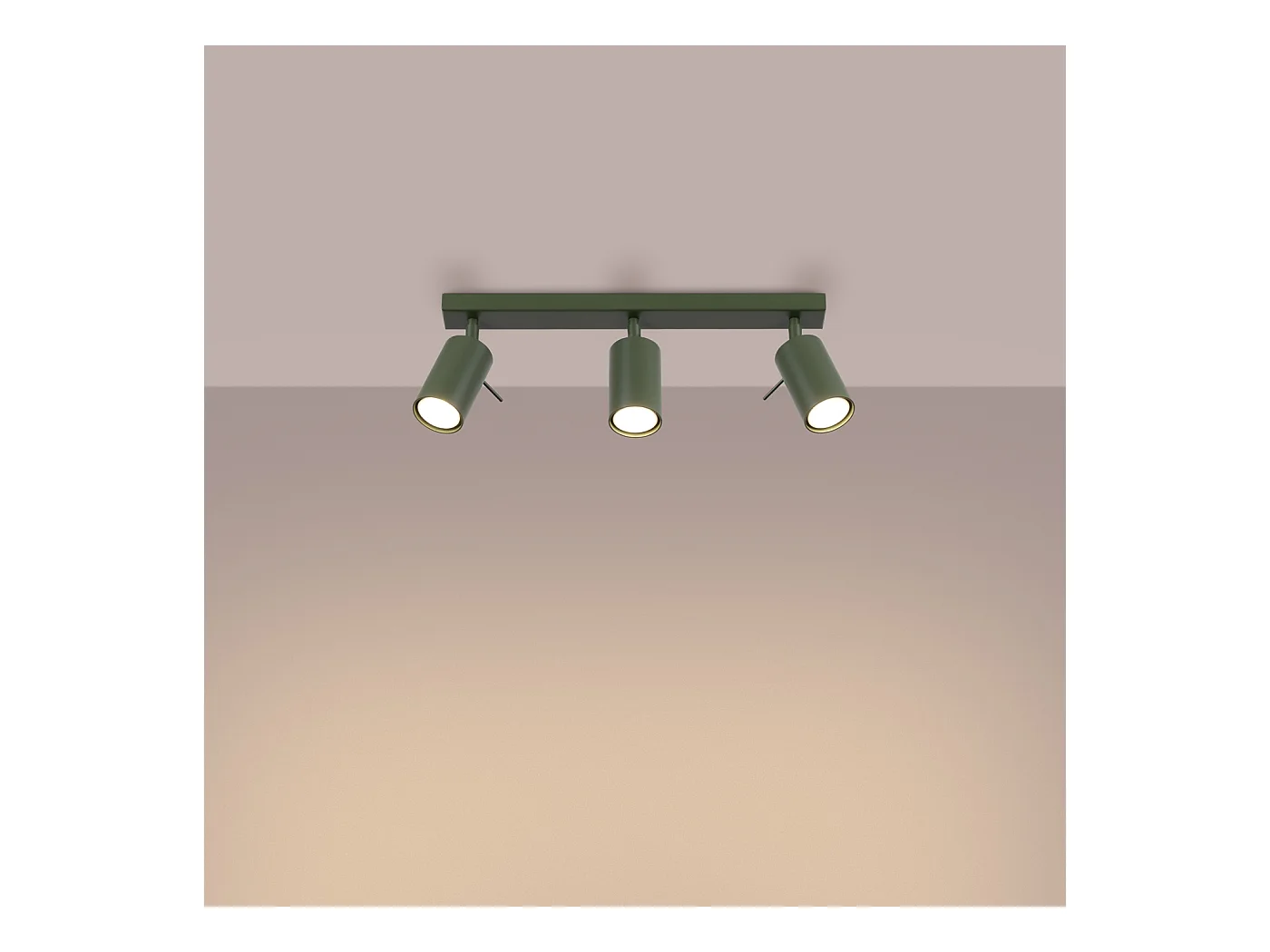 Plafonnier Briix moderne en acier - 3 sources lumineuses 4000K - L.45 x H.17 cm - vert olive