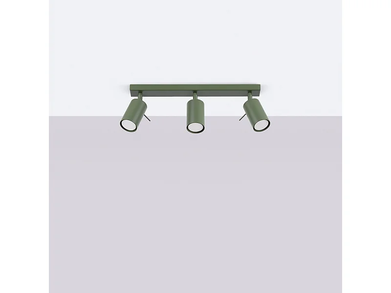 Plafonnier Briix moderne en acier - 3 sources lumineuses 4000K - L.45 x H.17 cm - vert olive