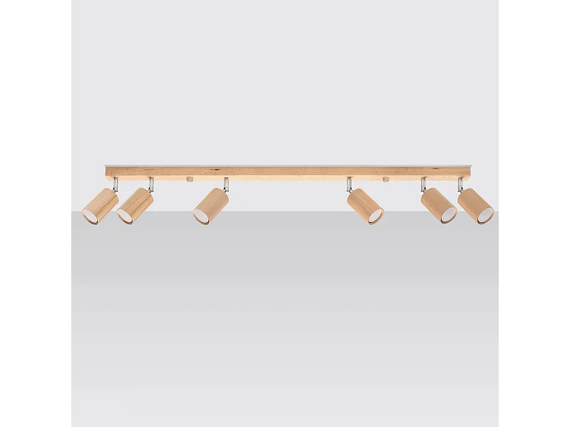 Plafonniers Vorix scandinave en bois - 6 sources lumineuses 4000K - L.120 x H.20 cm - chêne