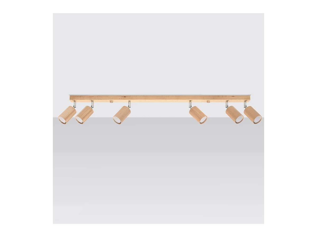Plafonniers Vorix scandinave en bois - 6 sources lumineuses 4000K - L.120 x H.20 cm - chêne