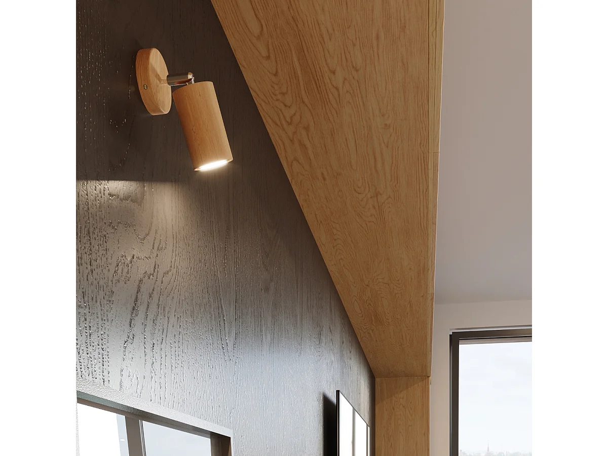 Plafonniers Vorix scandinave en bois - 6 sources lumineuses 4000K - L.120 x H.20 cm - chêne