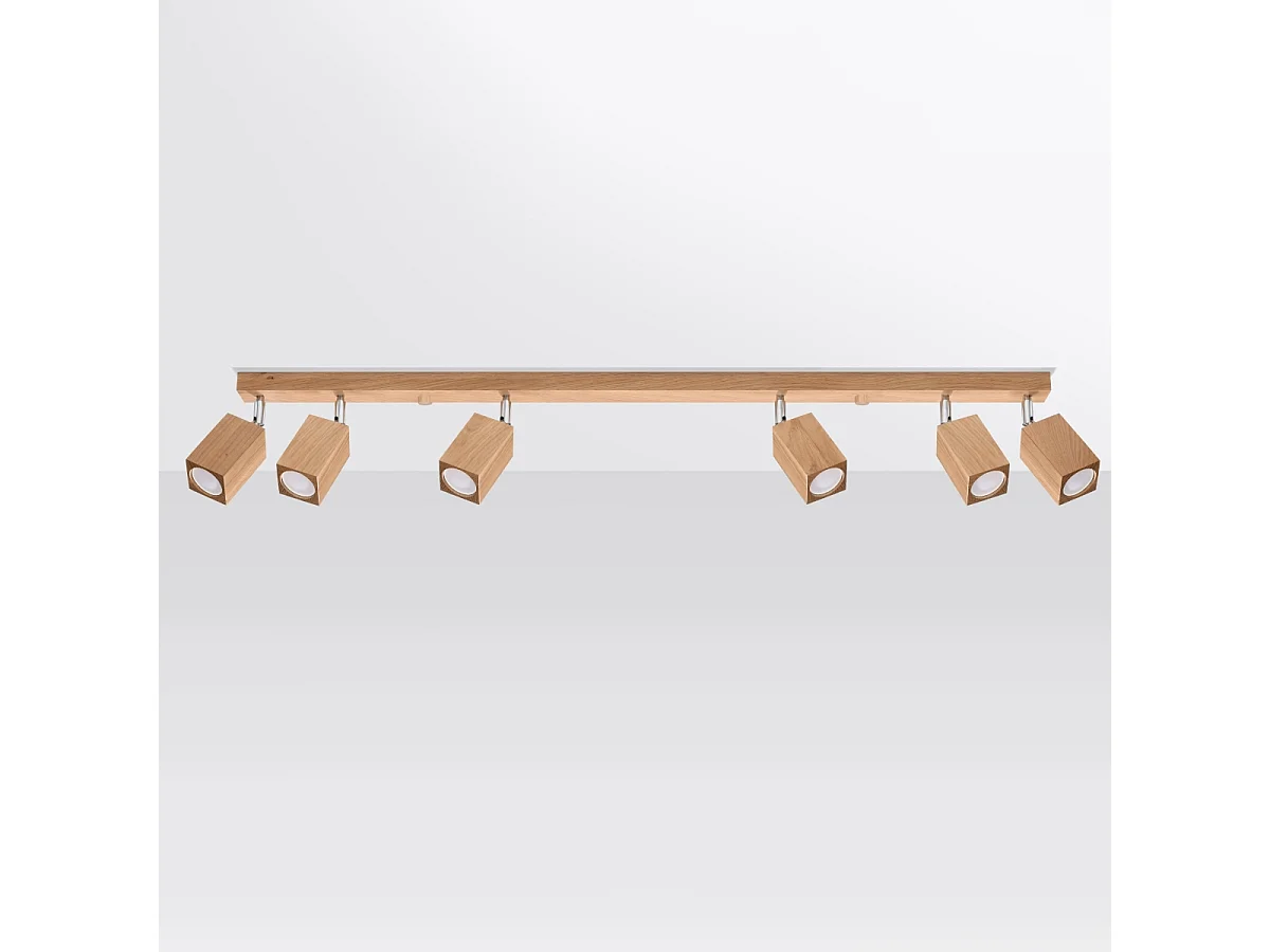 Plafonniers Zezu scandinave en bois - 6 sources lumineuses 4000K - L.120 x H.20 cm - chêne