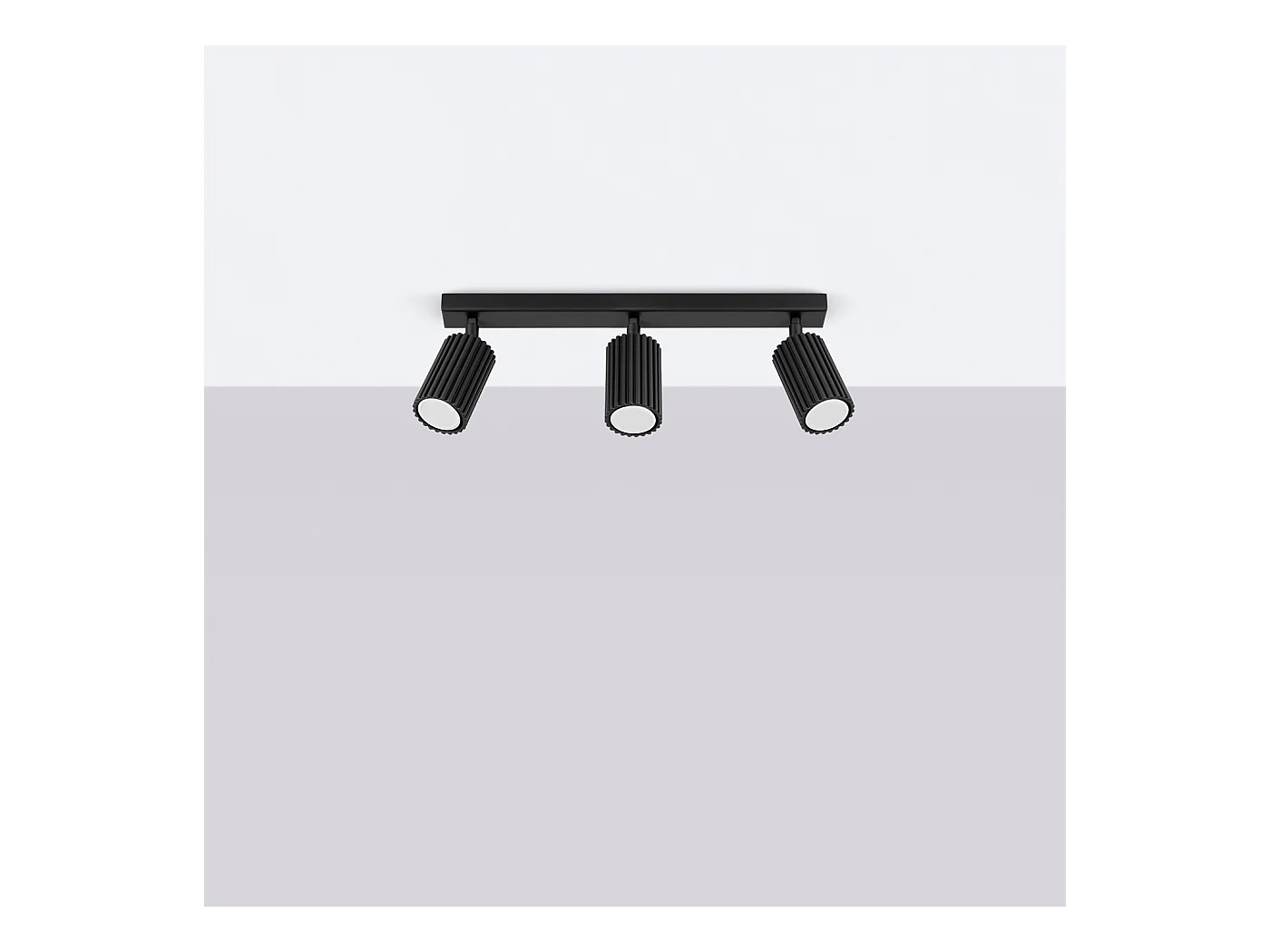 Plafondlamp Gloow minimalistisch van  - 3 lichtbronnen 3000K - L.45 x H.16,5 cm - zwart