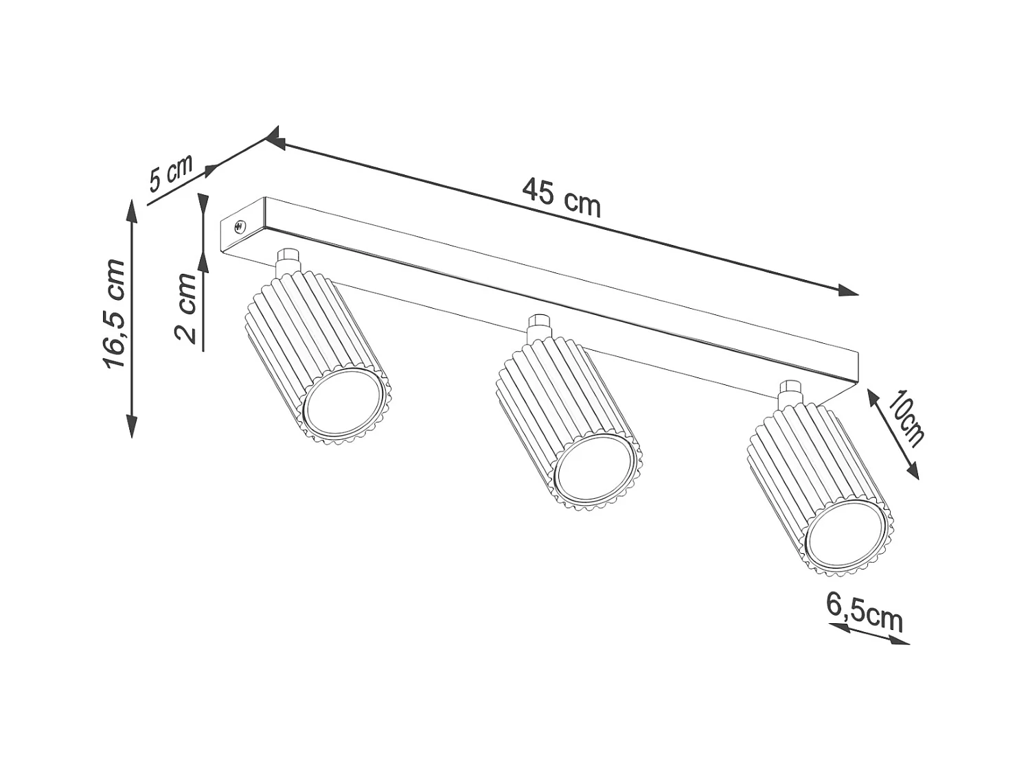 Plafondlamp Gloow minimalistisch van  - 3 lichtbronnen 3000K - L.45 x H.16,5 cm - zwart