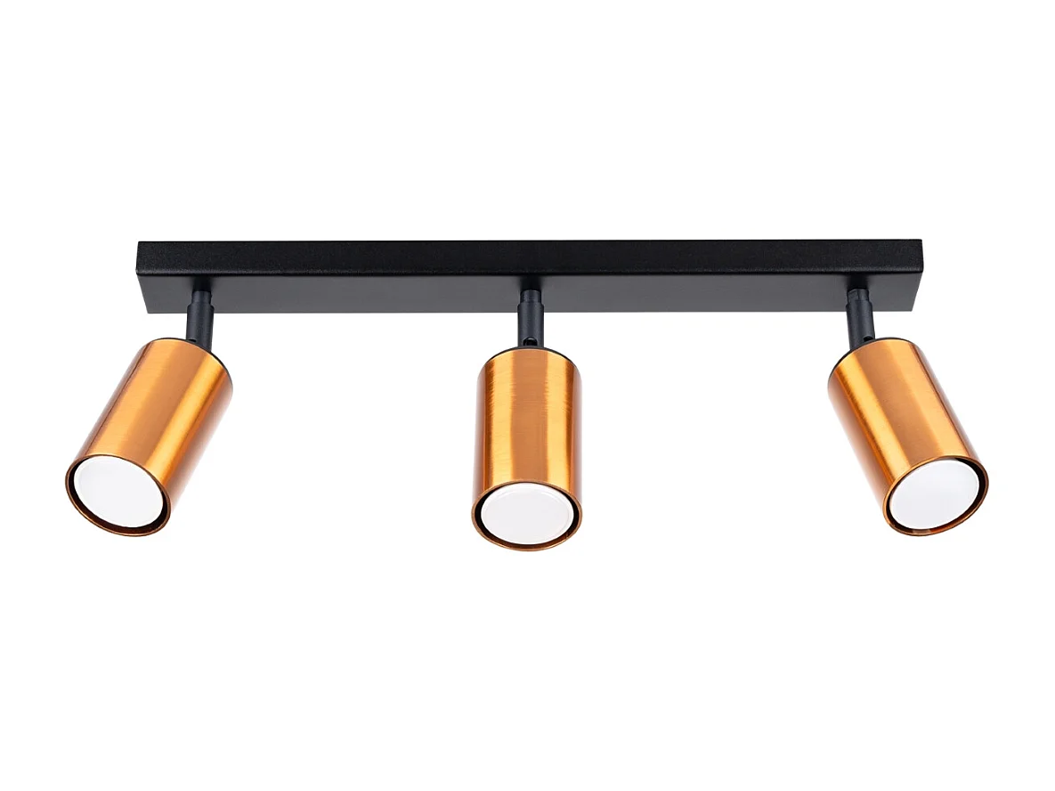 Plafonniers Glois moderne en acier - 3 sources lumineuses 3000K - L.45 x H.18,5 cm - noir/cuivre