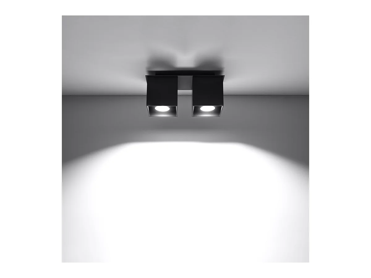 Plafondlampen Quadx modern van  - 2 lichtbronnen 4000K - L.26 x H.12 cm - zwart