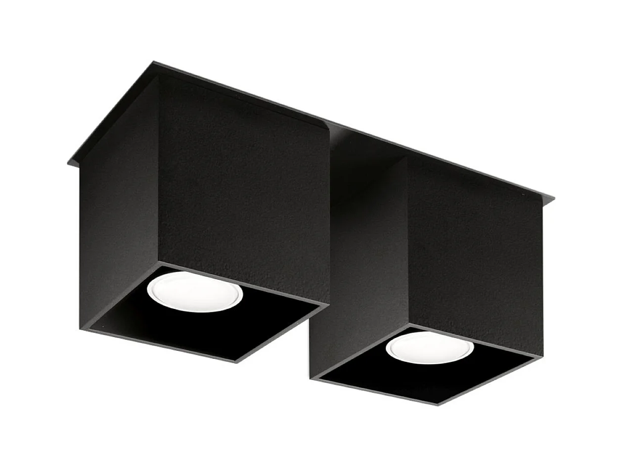 Plafondlampen Quadx modern van  - 2 lichtbronnen 4000K - L.26 x H.12 cm - zwart