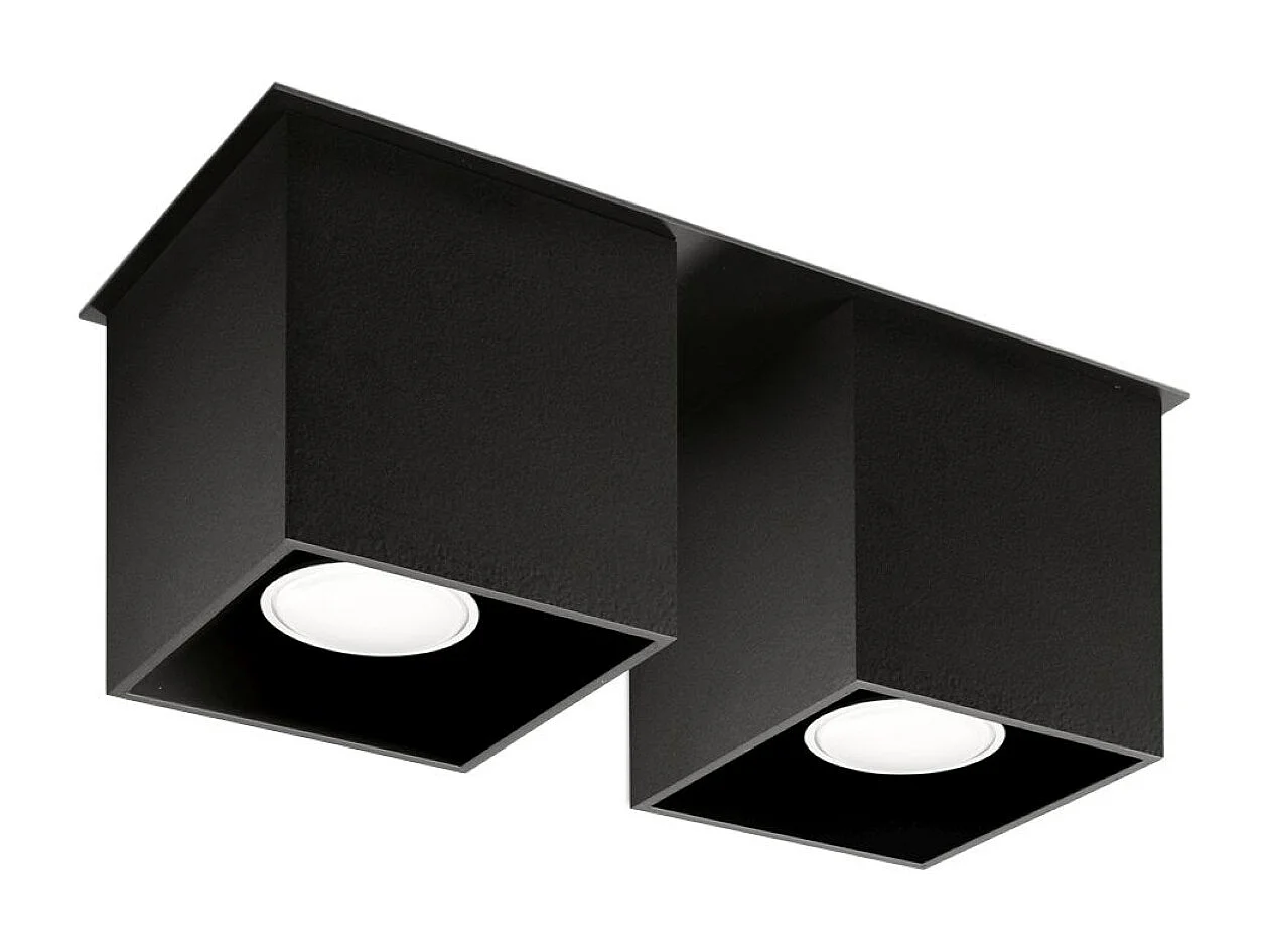 Plafonniers Quadx moderne en aluminium - 2 sources lumineuses 4000K - L.26 x H.12 cm - noir