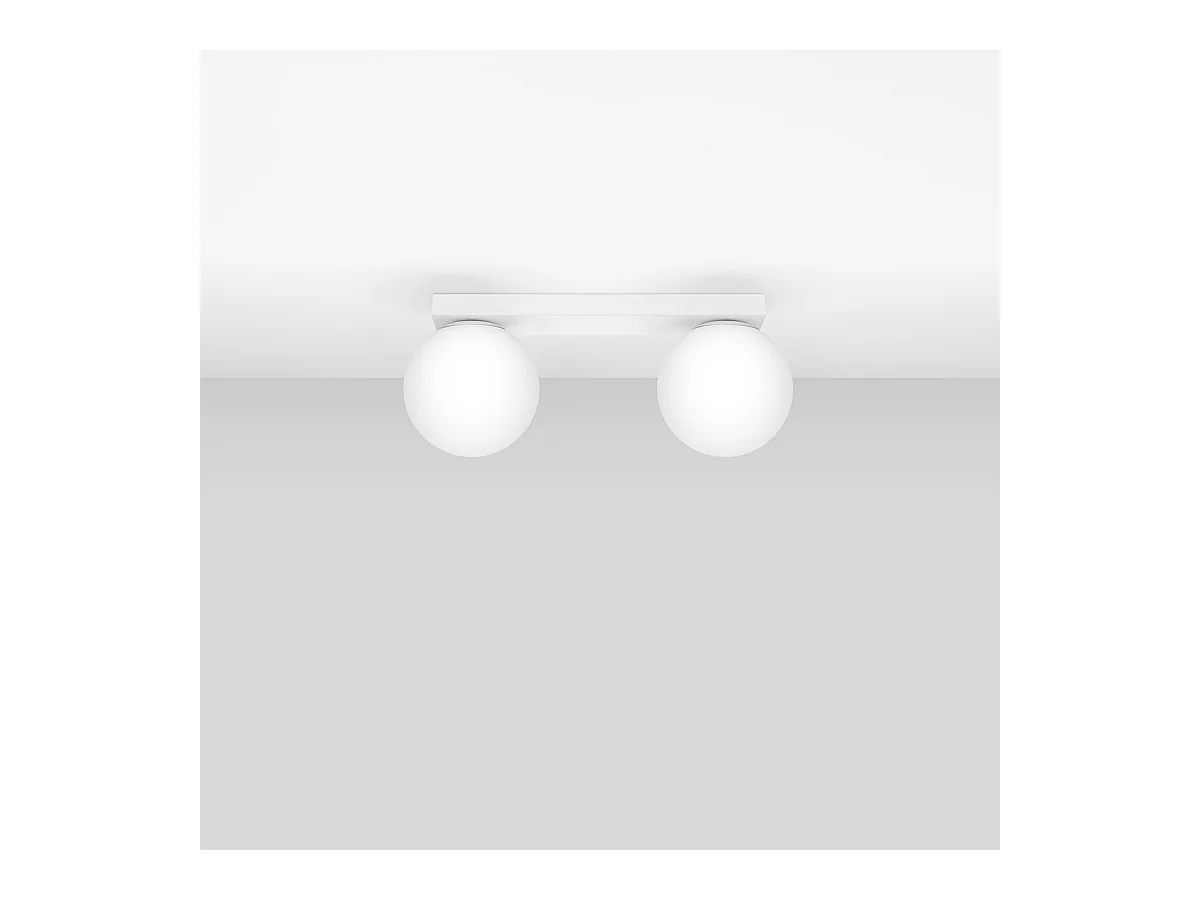 Plafonniers Zynfi moderne en acier/verre - 2 sources lumineuses 4000K - L.34,5 x H.14,5 cm - blanc