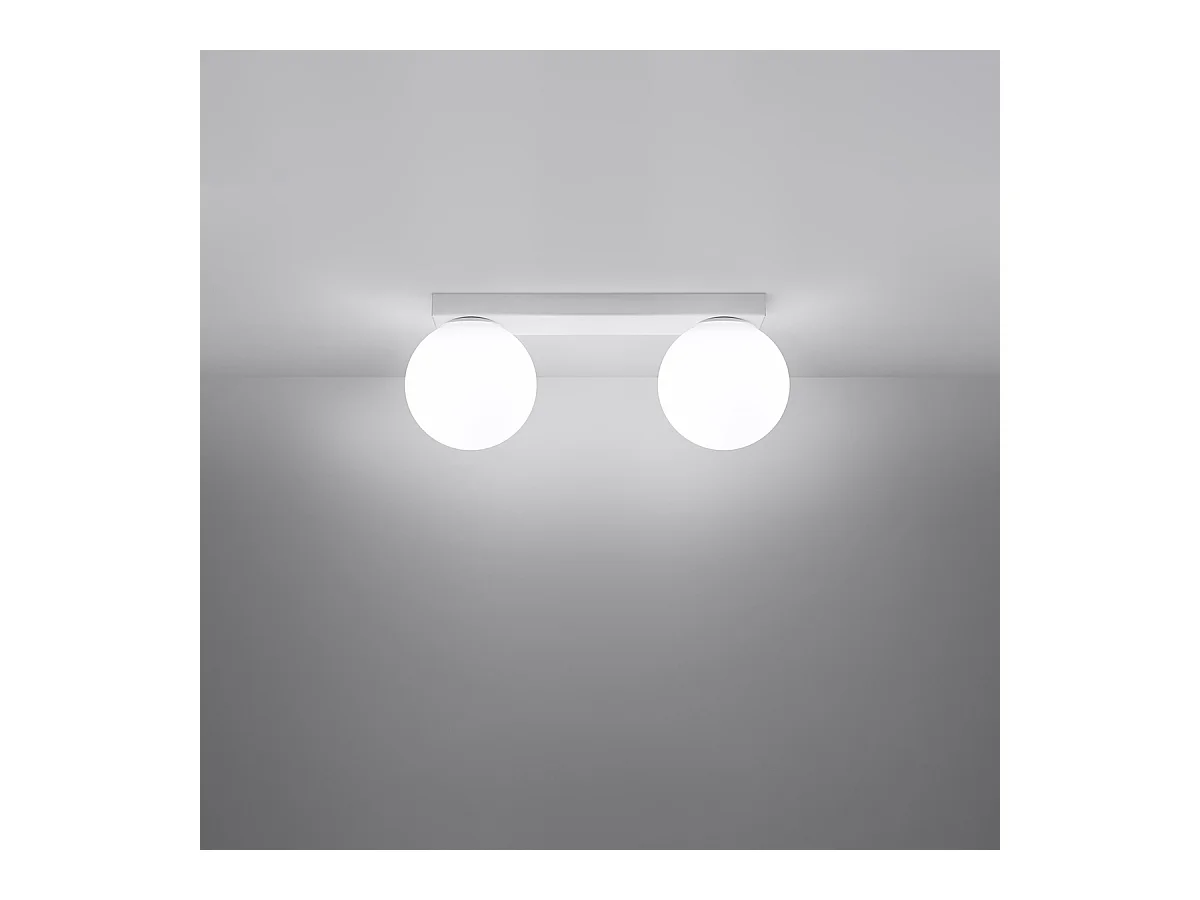 Plafonniers Zynfi moderne en acier/verre - 2 sources lumineuses 4000K - L.34,5 x H.14,5 cm - blanc