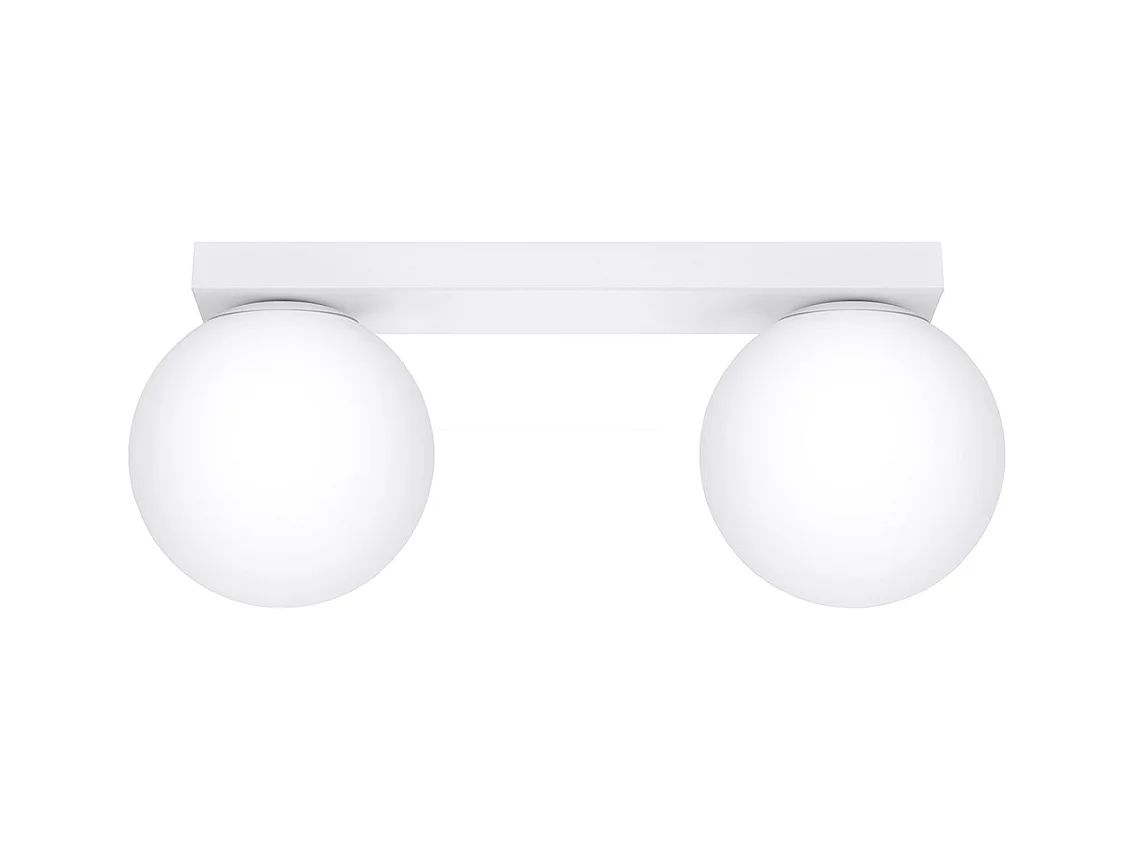 Plafonniers Zynfi moderne en acier/verre - 2 sources lumineuses 4000K - L.34,5 x H.14,5 cm - blanc