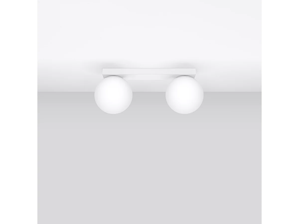 Plafonniers Zynfi moderne en acier/verre - 2 sources lumineuses 4000K - L.34,5 x H.14,5 cm - blanc