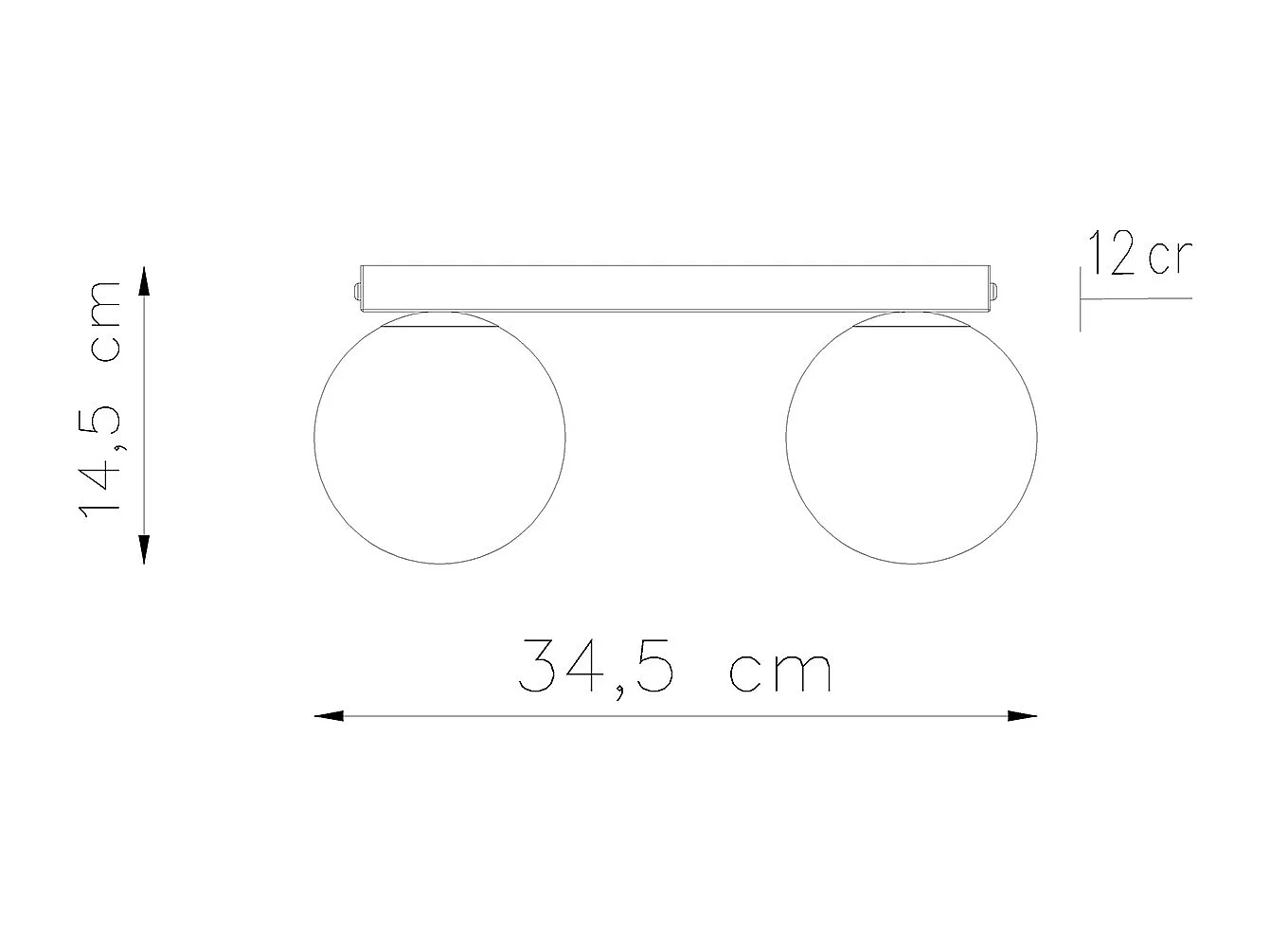 Plafonniers Zynfi moderne en acier/verre - 2 sources lumineuses 4000K - L.34,5 x H.14,5 cm - blanc