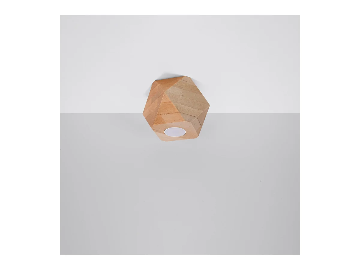 Plafonniers Timberix scandinave en bois - 1 sources lumineuses 4000K - L.12 x H.12 cm - bois naturel