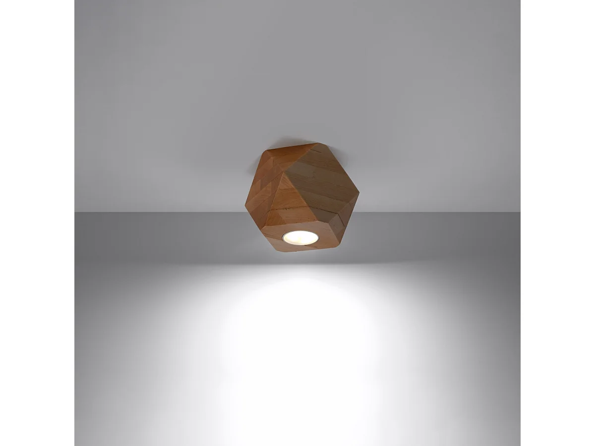 Plafonniers Timberix scandinave en bois - 1 sources lumineuses 4000K - L.12 x H.12 cm - bois naturel