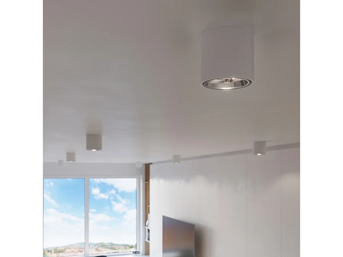 Plafonniers Qioli moderne en aluminium - 1 sources lumineuses 3000K - L.12 x H.11 cm - blanc