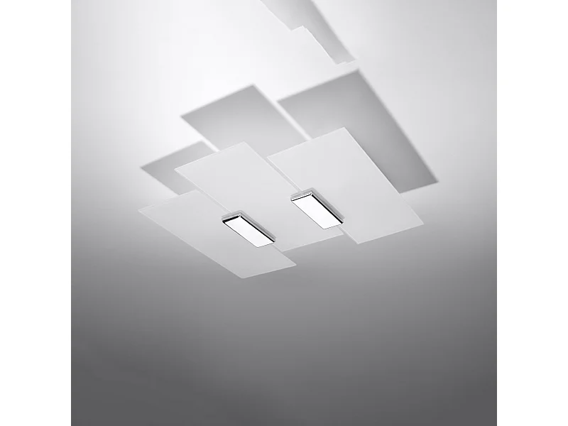 Luminárias de teto Fabulario moderno, aço/vidro - 3 fontes de luz 4000K - L.40 x H.7 cm - cromo/branco