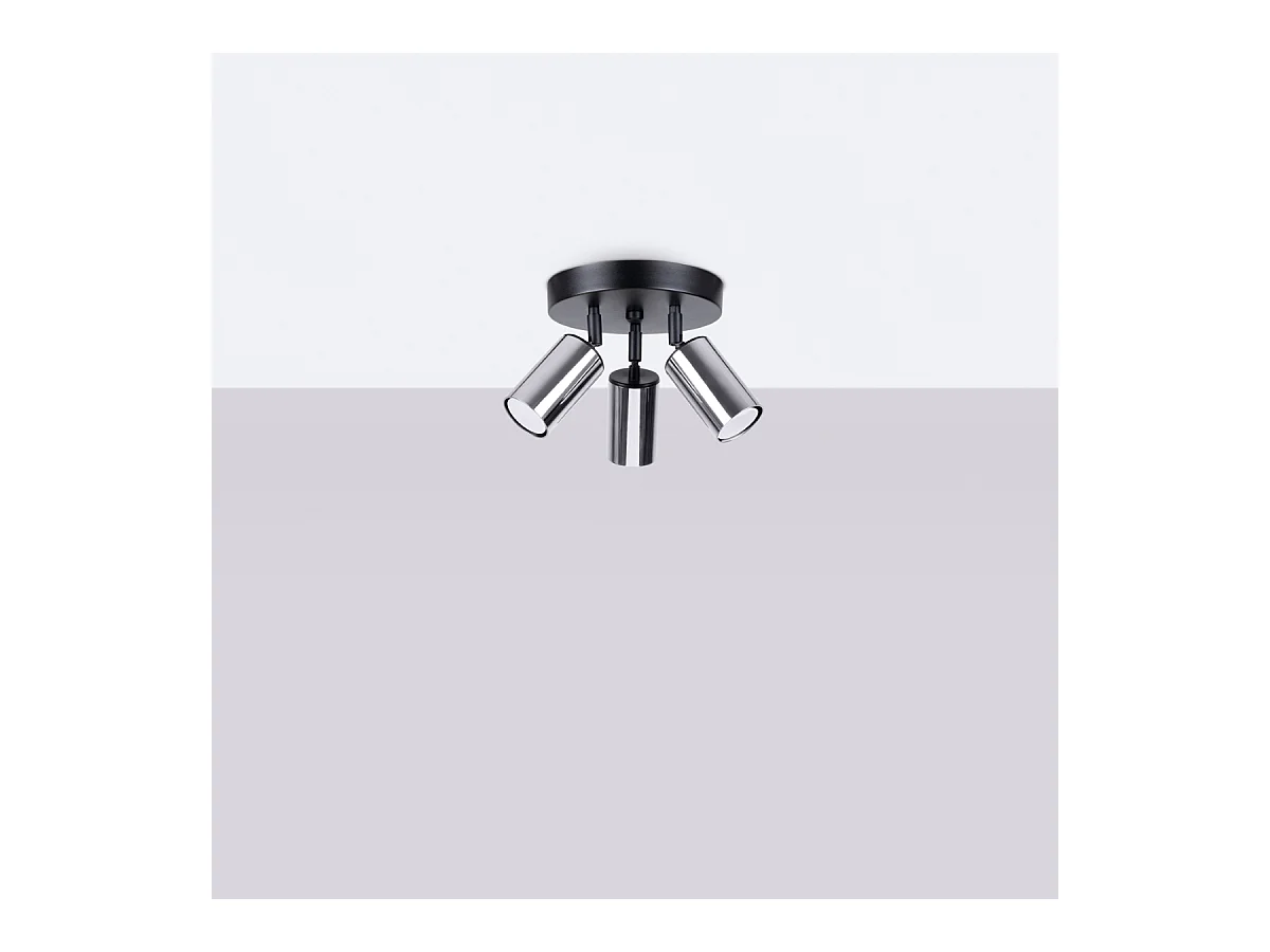 Plafonniers Glois moderne en acier - 3 sources lumineuses 4000K - L.19,5 x H.20 cm - noir/chromé
